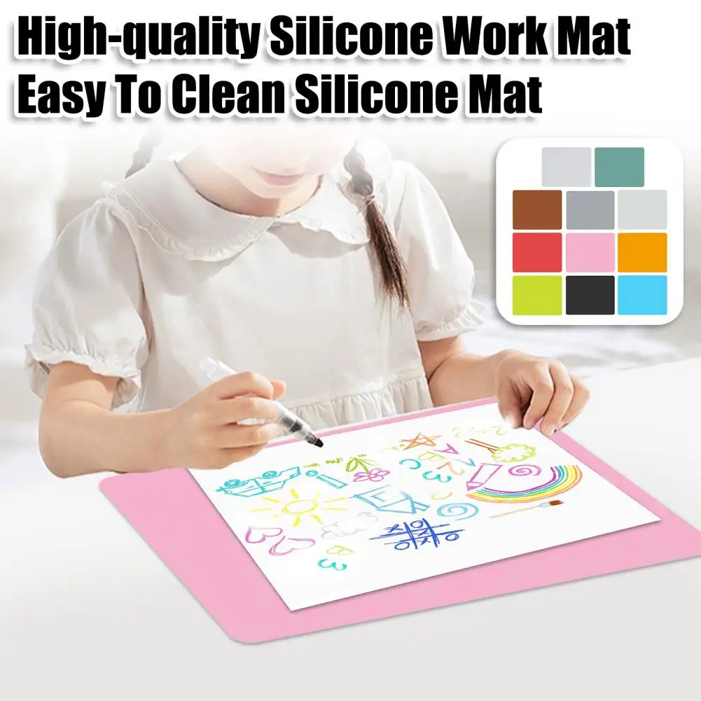 Silicone Desk Pad Non-slip Silicone Placemat for Kids Multifunctional Diy Crafts Pad Countertop Protector Rectangle Epoxy Resin