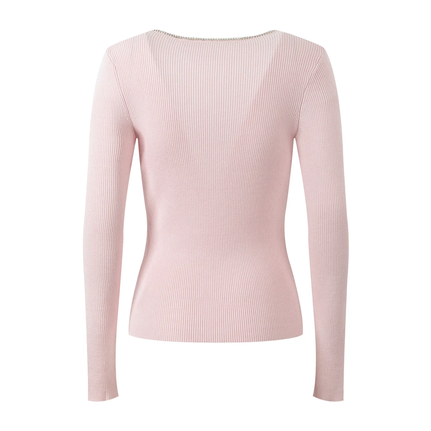   Or Base de punto irt con decoración de diamantes pesados Diseño de poliéster versátil y moderno para otoño de 2025