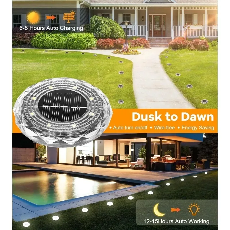 Solar Underground Light LED Light IP65 Waterproof Deck Light Path Garden Landscape Outdoor Decoration