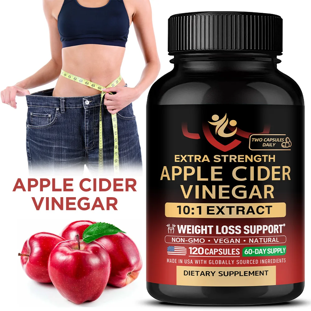 Apple Cider Vinegar Supplement -  Natural Detoxification, Constipation Relief, Healthy Weight Management - 120 Capsules