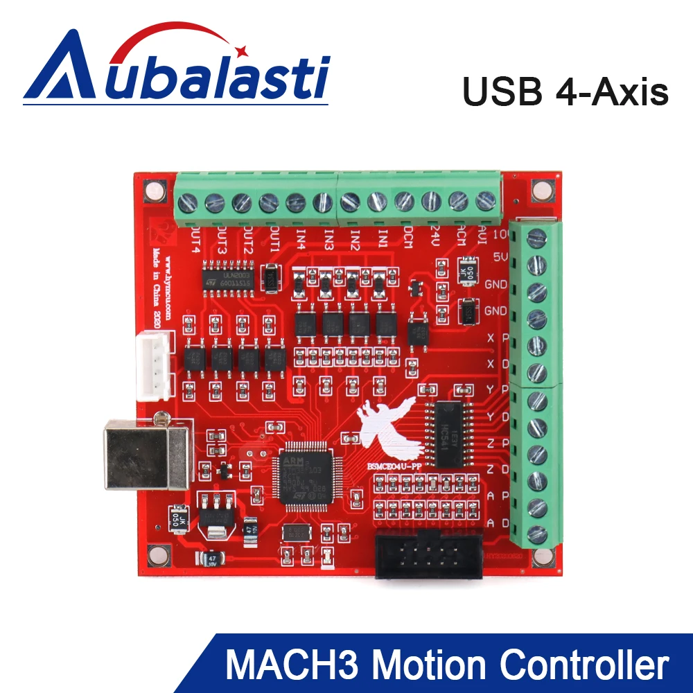 Aubalasti CNC USB MACH3 Breakout Board 100Khz 4-Axis Interface Driver Motion Controller Driver Board for CNC Engraving 12-24V