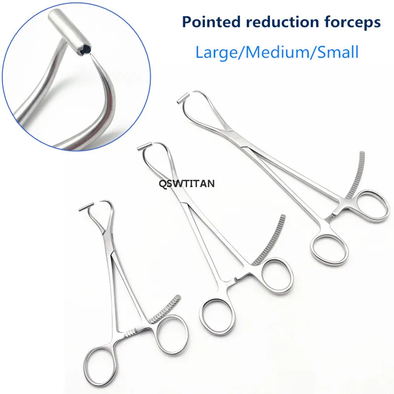 Orthopedic Pointed reduction forceps with guide hole stainless steel bone reduction forceps