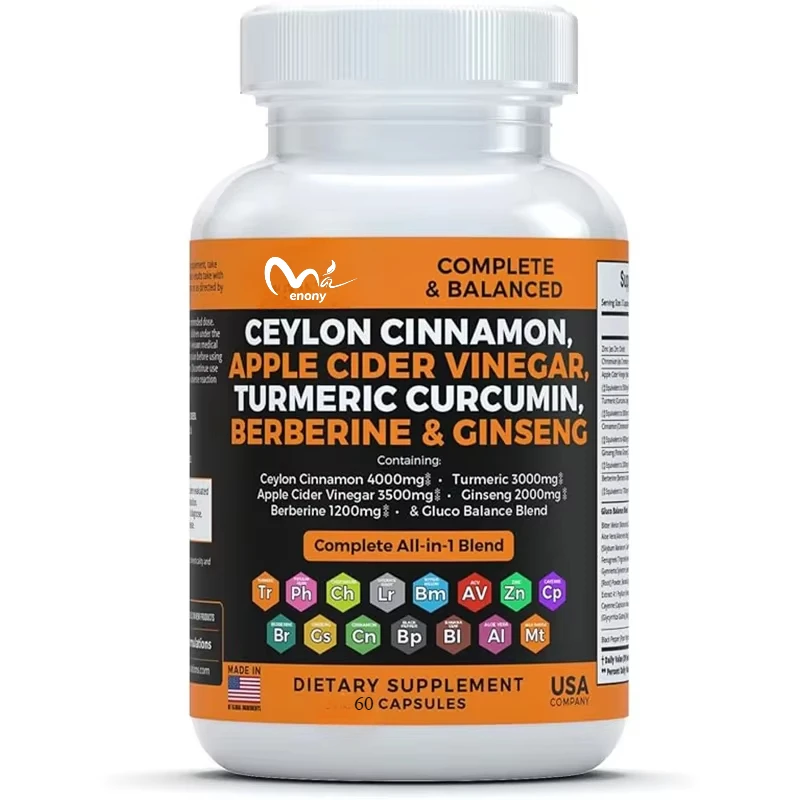 Ceylon Cinnamon Capsules - Contains apple cider vinegar, curcumin, ginseng, zinc, milk thistle, bitter gourd, fenugreek, etc