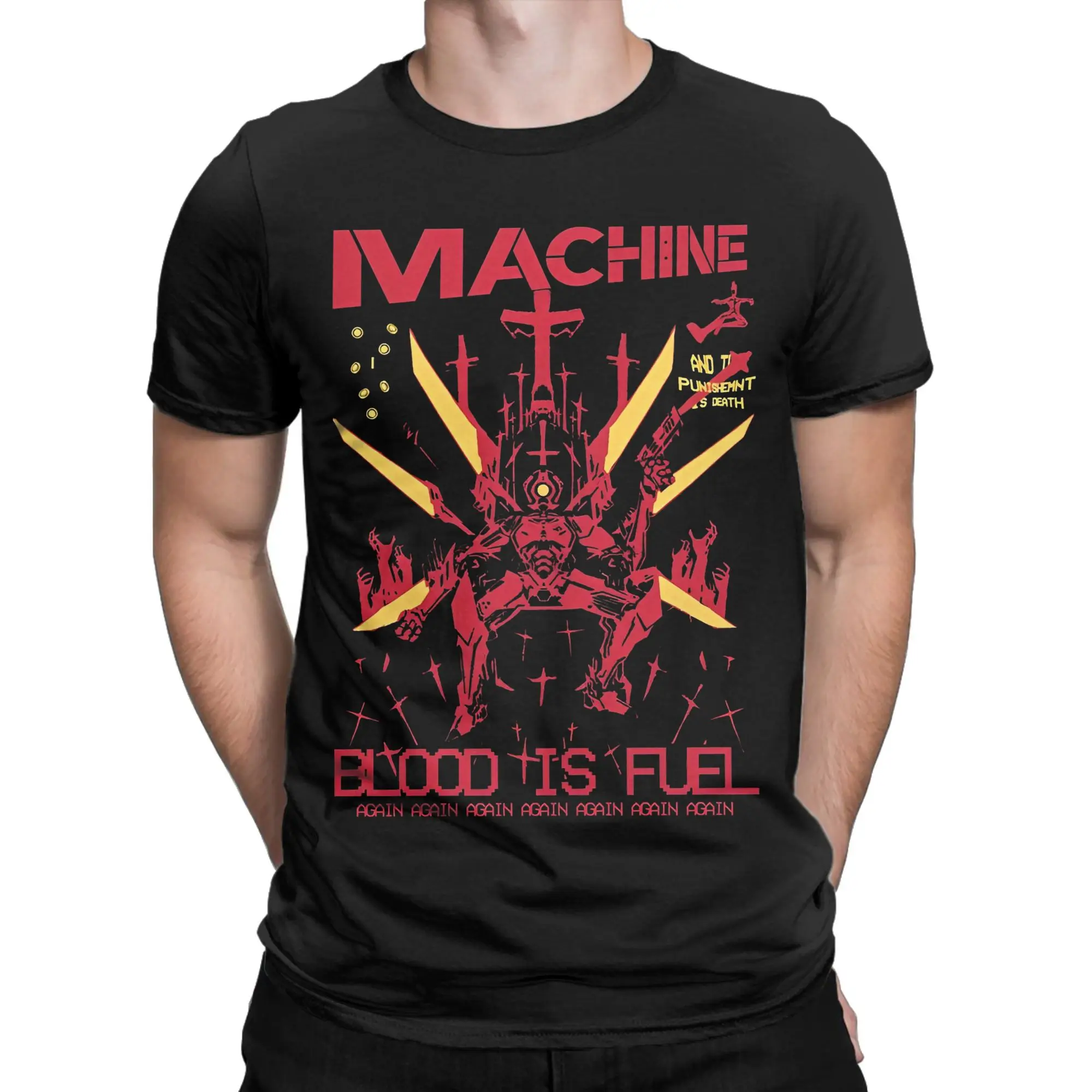 Ultrakilling Blood Is Fuel T Shirts for Men 100% Cotton Leisure T-Shirts O Neck Shooting Game Tee Shirt Short Sleeve Merch Gift