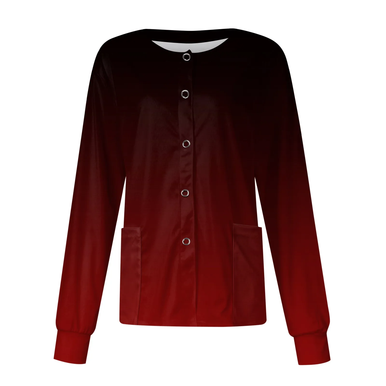 Damski, codzienny, długi rękaw, uniform do karmienia, jednorzędowy, gradientowy, marmurkowy kardigan, top, okrągły dekolt, kurtka, odzież robocza do karmienia.