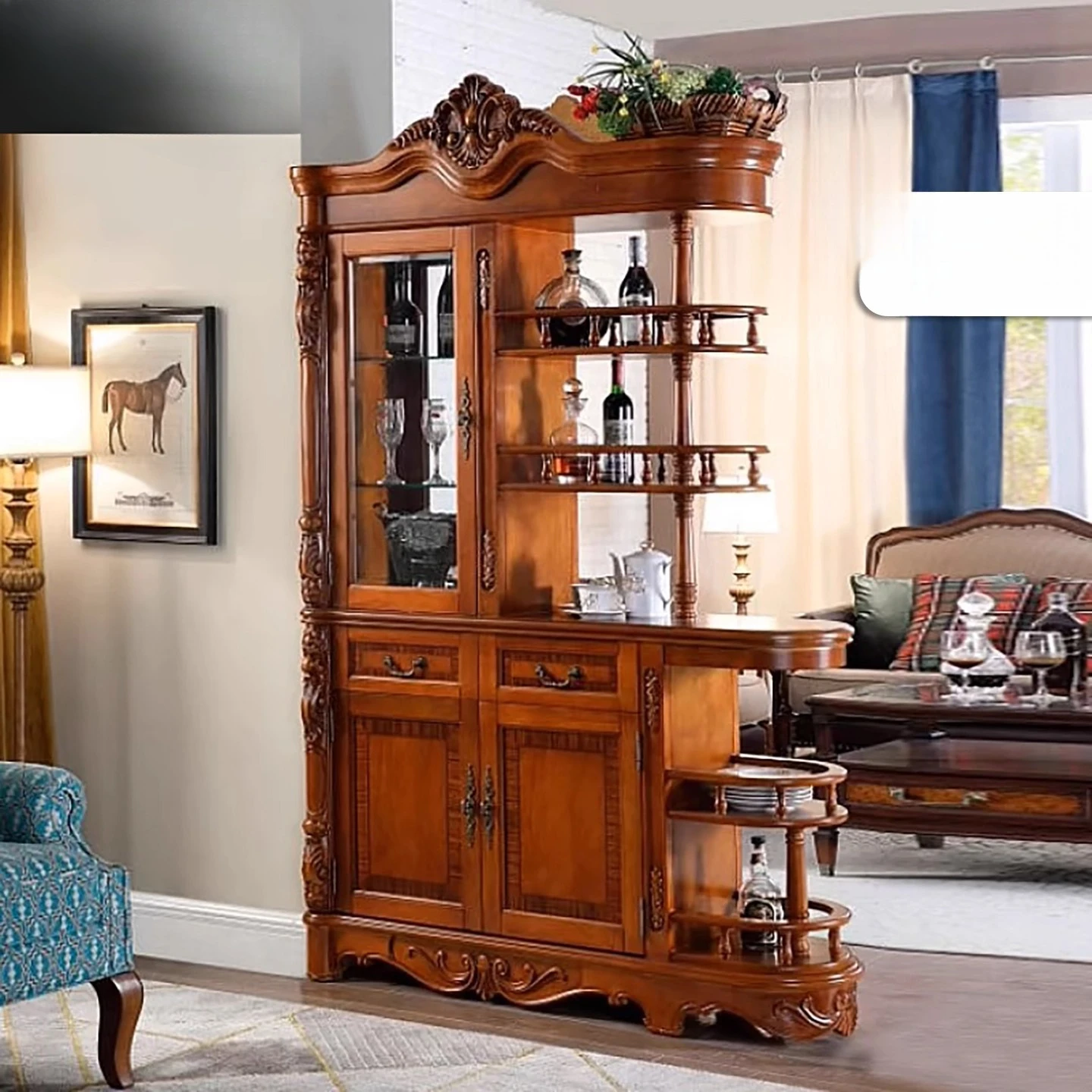

Home entrance cabinet Double-sided carved room hall cabinet Door hall storage screen cabinet