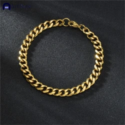 ArtDate 316L Stainless Steel Gold Color Bracelet for Women Simple Style Link Chain Bangle Trendy Fashion Non-fading Jewelry Gift