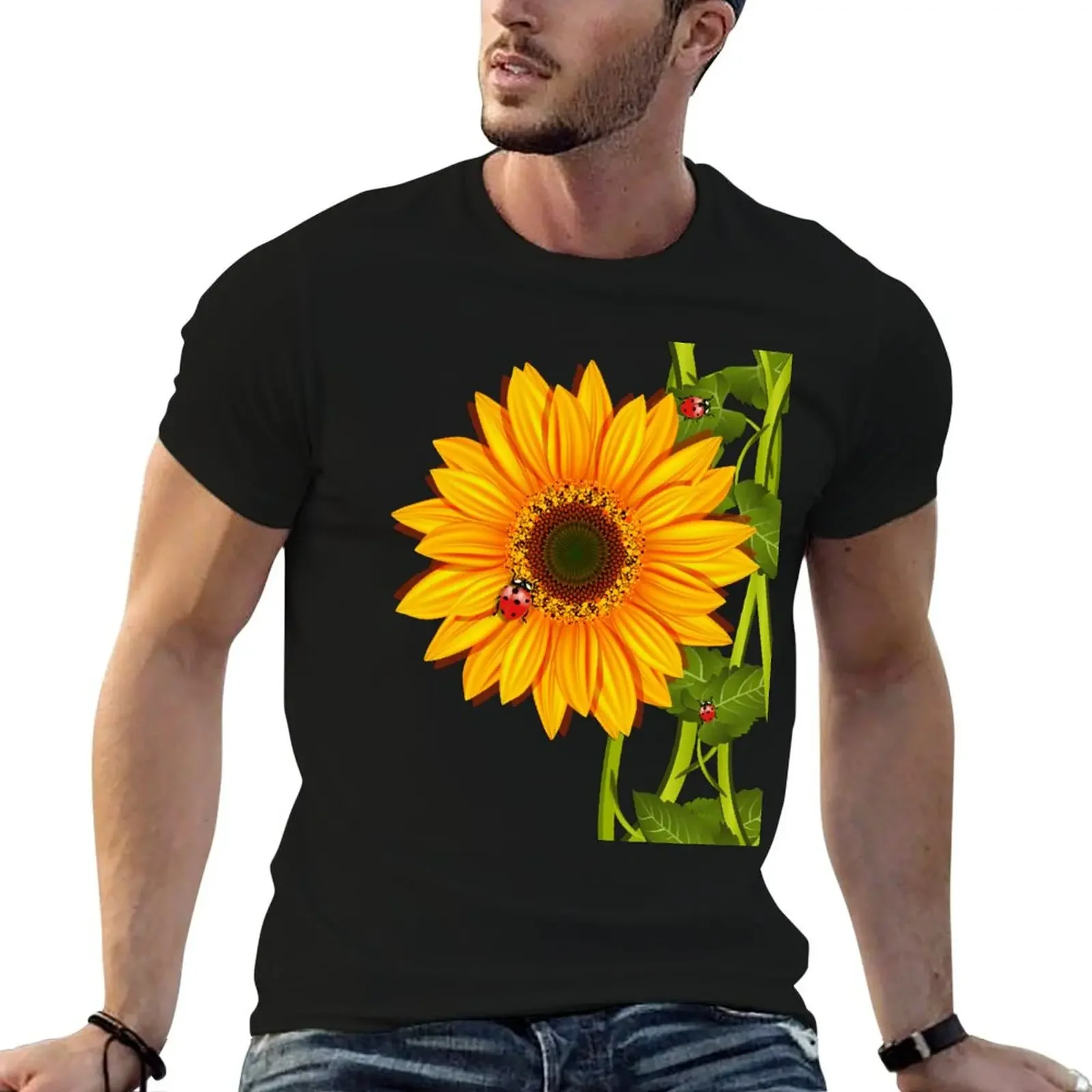 

Sunflower Ladybugs T-Shirt clothes Blouse vintage customs design your own cotton t shirt men