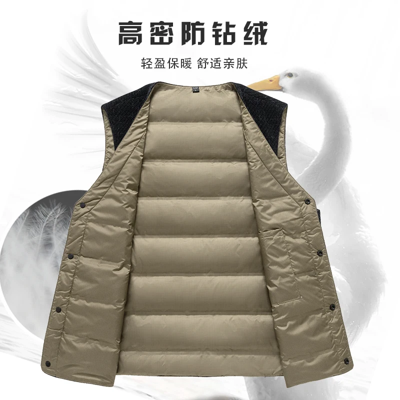 Lightweight 90% Goose Down Vest 2025 Autumn Winter Men Classic V-Neck Warm Waistcoat Male Single Breasted Down Jakcet Vest