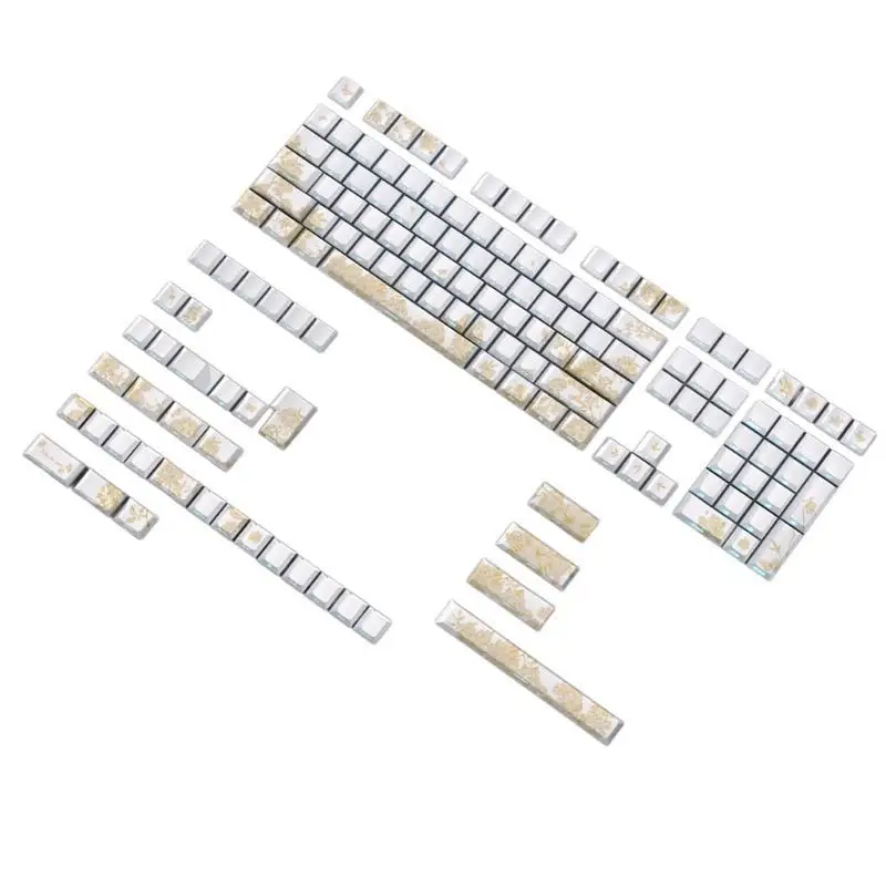 

Y1UB Customizable 146/136Key PBT Keycap Set Platinums Embroidery Detailing and Side Backlit Glow for Aesthetic Typing