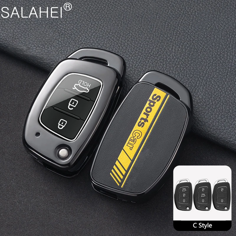 Metal Racing Style Car Car Key Case for Hyundai Solaris Creta Ix25 Kona Tucson Sonata FE I40 Elantra Ix35 I20 Ix45 HB20 Accent