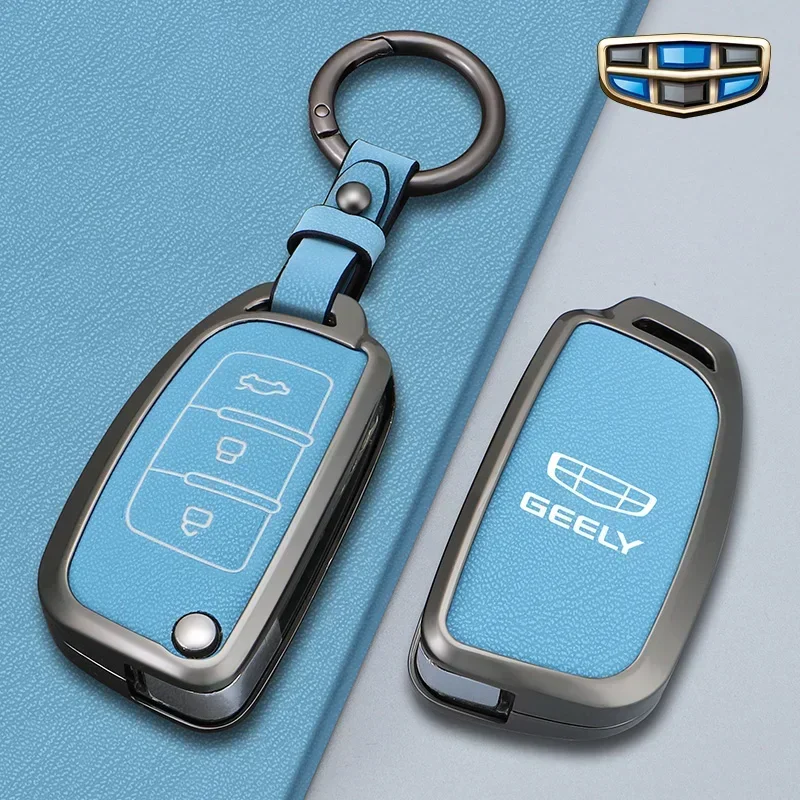 3 Buttons zinc alloy Car Key Cover Protect Skin Case for Geely GX3 EC7 EC8 GC6 EC715 EC718 Emgrand7 EU7 EC7-RV EC718-RV Keychain