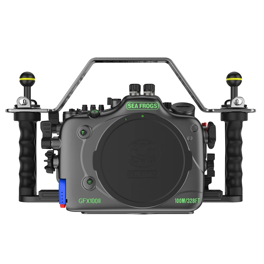 Seafrogs terno quente profissional 100m habitação da câmera à prova dwaterproof água liga de alumínio caso da câmera para fuji gfx100ii caso subaquático