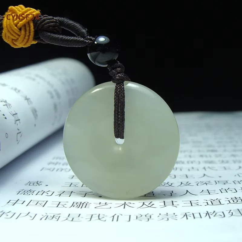 

Hetian Jade Nephrite Peace Buckle Certified Natural Light Green Lucky Blessing Charm Christmas Thanksgiving BirthdayGift CYNSFJA