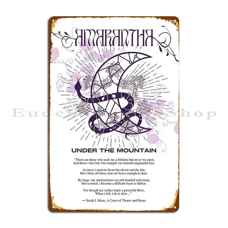 Amarantha S Riddle Metal Plaque Design Pub Printing Bar Cave Club Tin Sign Poster