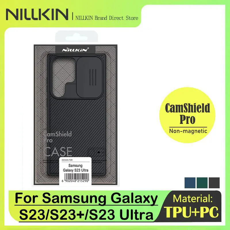 Funda NILLKIN para Samsung Galaxy S23/S23 Plus/S23 Ultra, lente de cámara deslizante, contraportada antihuellas, funda protectora de parachoques