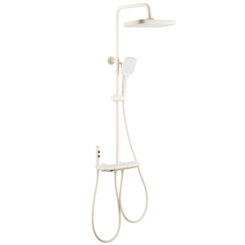 

Cream wind white thermostatic shower set with spray gun four-function shower home piano key bath