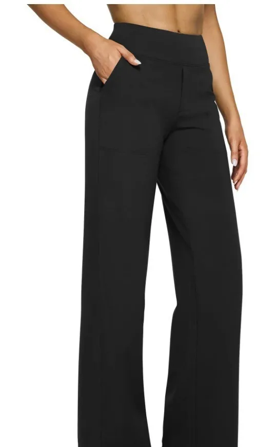 2025 Autumn New Women's Solid Color High Waist Pocket Loose Casual Straight Pants