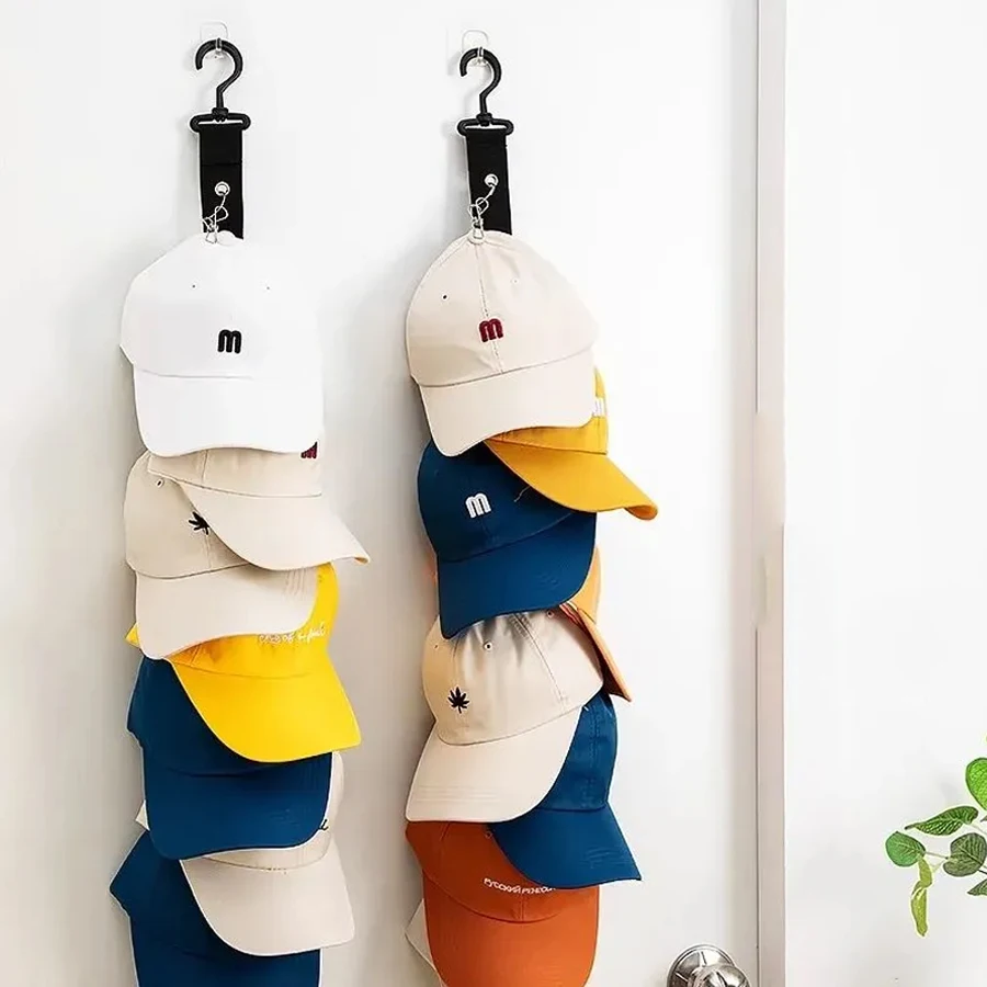 8-Clips Wall Hat Organizer Drying Rack Wardrobe Hanger Baseball Cap Duck Tongue Cap Holder Dolls Toys Hanging Organizer Rack - Image 2