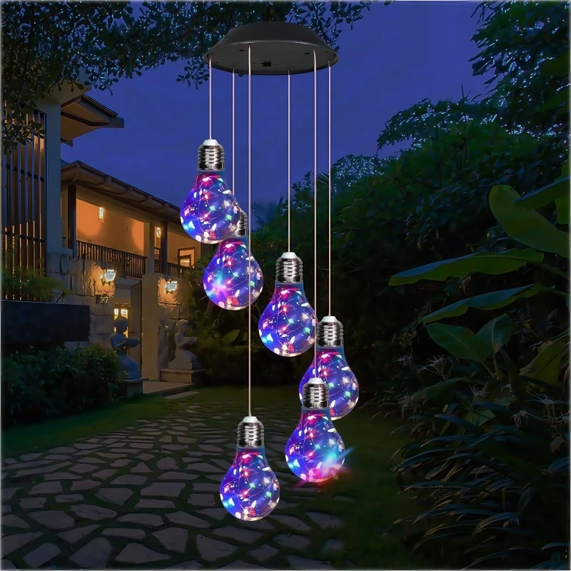Solar Wind Chimes Outdoor Hanging Lights, Spherical Bulb String Lights, Garden Decor Ideal Gift for Women - Christmas, Birthdays