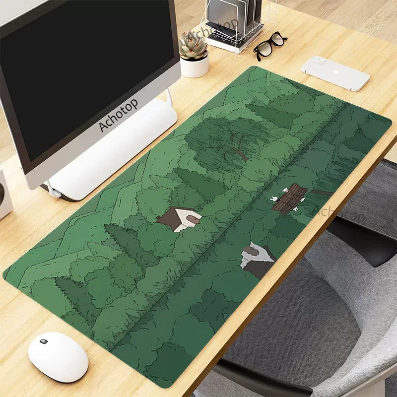 Green Cute Mouse Pad Gamer Big Kawaii Mousepad XXL Mouse Mat 100x55 Keyboard Desk Mat Table Carpet Mausepad Computer Laptop Pad