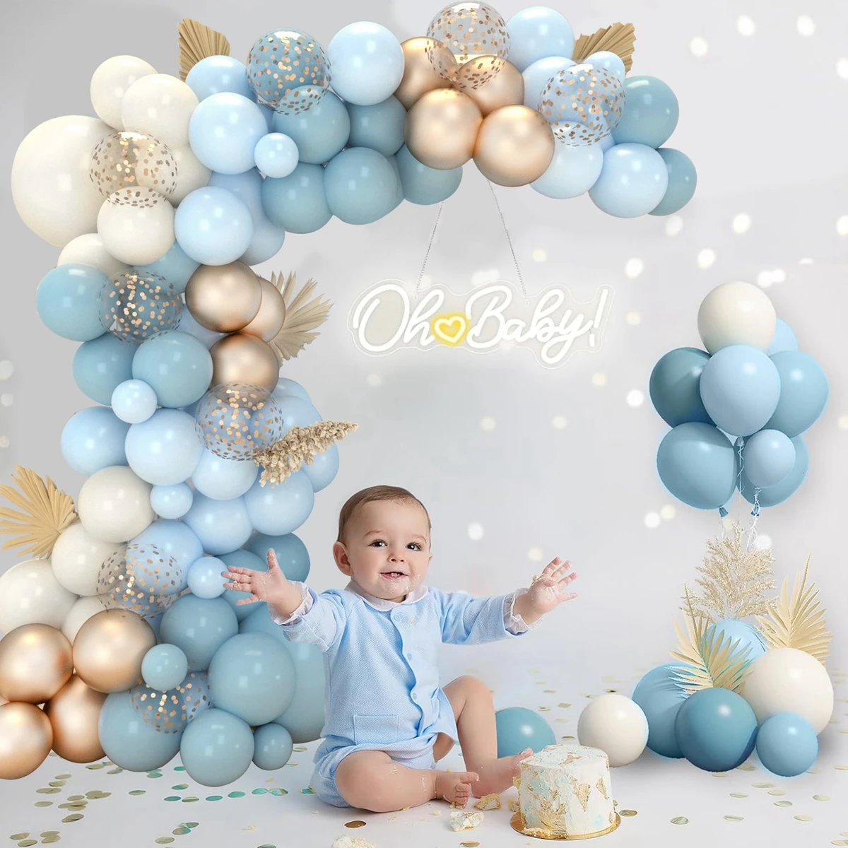 Sand White Blue Balloons Garland Arch Kit Ice Silk Blue Latex Balloons Wedding Decor Birthday Baby Shower Party Backdrop Globos