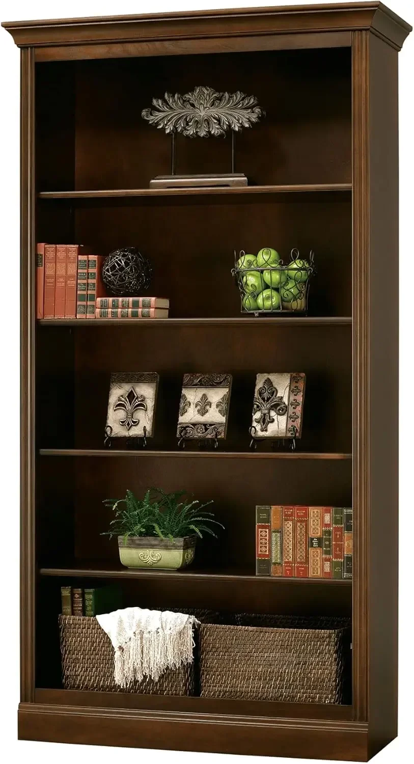 

Bookcase 920-000 – Saratoga Cherry Finish, Vertical Home Décor, Four Wood Shelves, Five Level Display Case, Adjustable Levelers