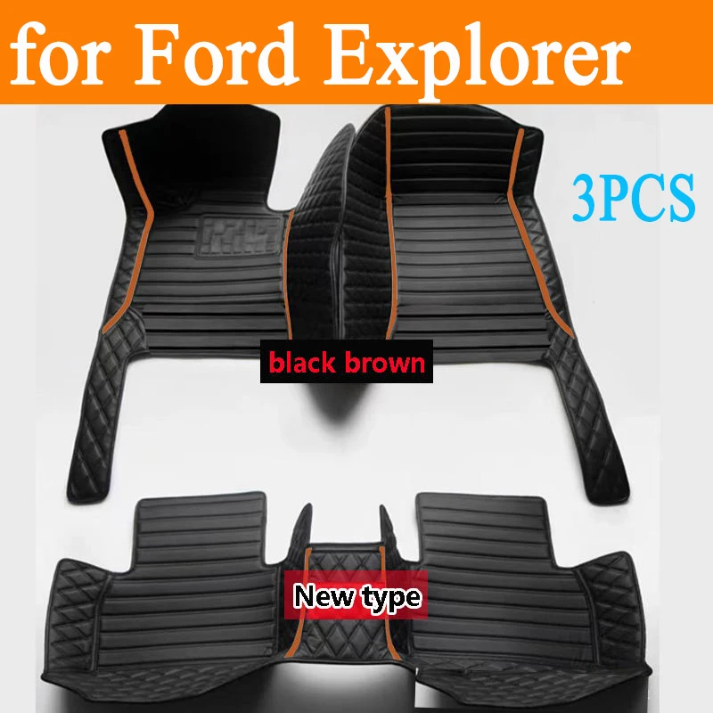 Car Floor Mat For Ford Explorer Classic U502 7seat 2016~2019 Non-slip Pad Waterproof Pads Rugs Leather Floor Mat Car Accessories