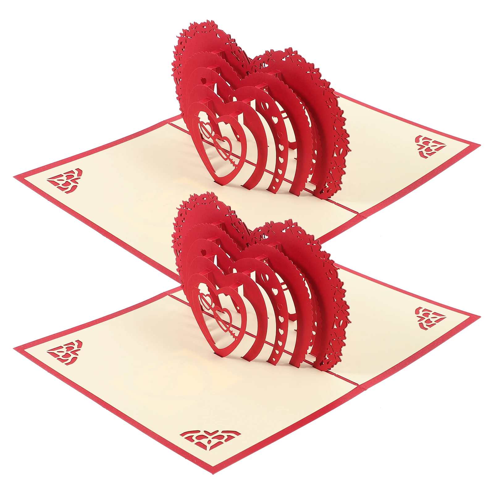 

2 Pcs Valentines Love Greeting Card Cards Invitation for -shaped Code