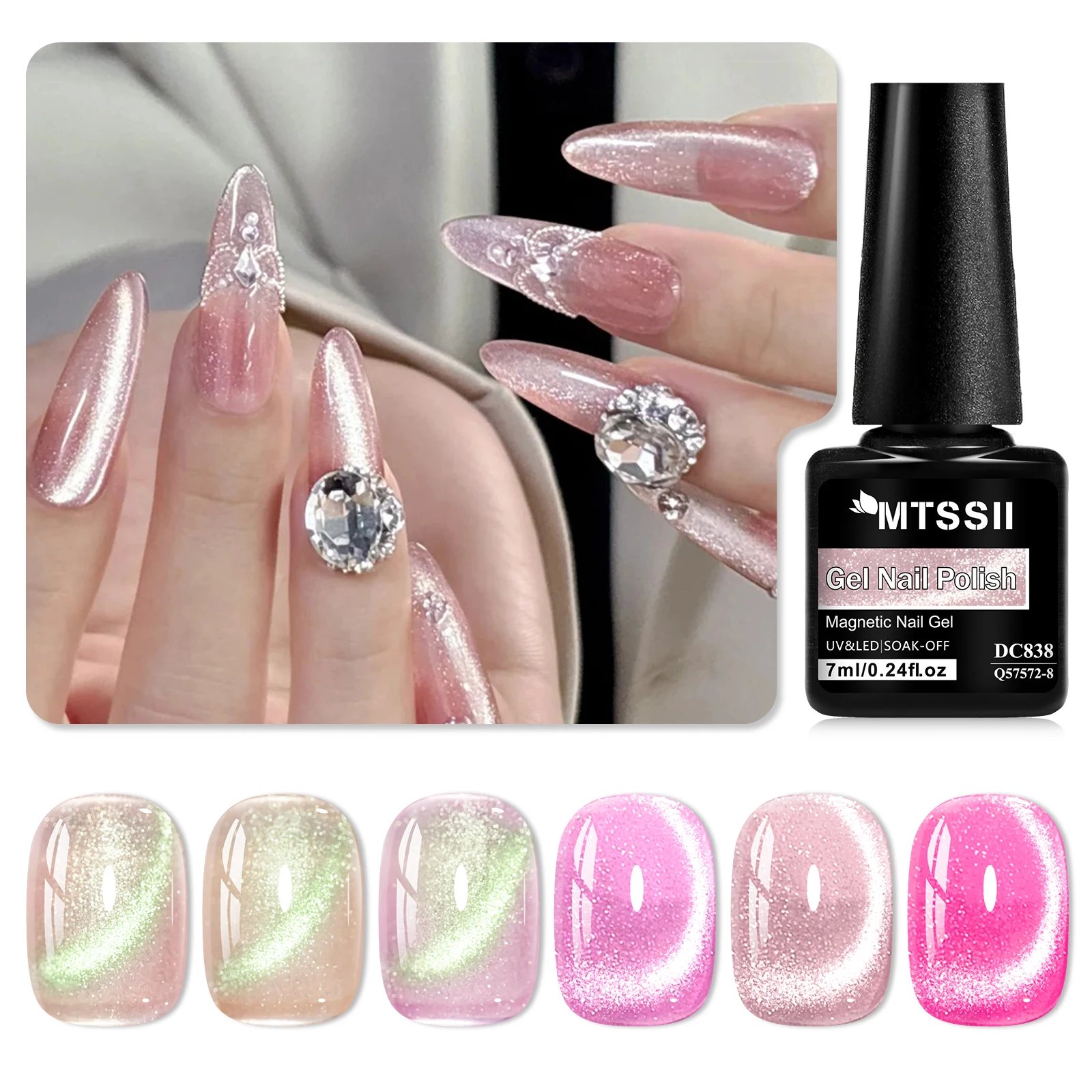 

9PCS/SET Pink Glitter Cat Magnetic Gel Nail Polish Set Jelly Varnis Semi Permanent UV LED Gel Nail Art Manicure Kit With Magnet
