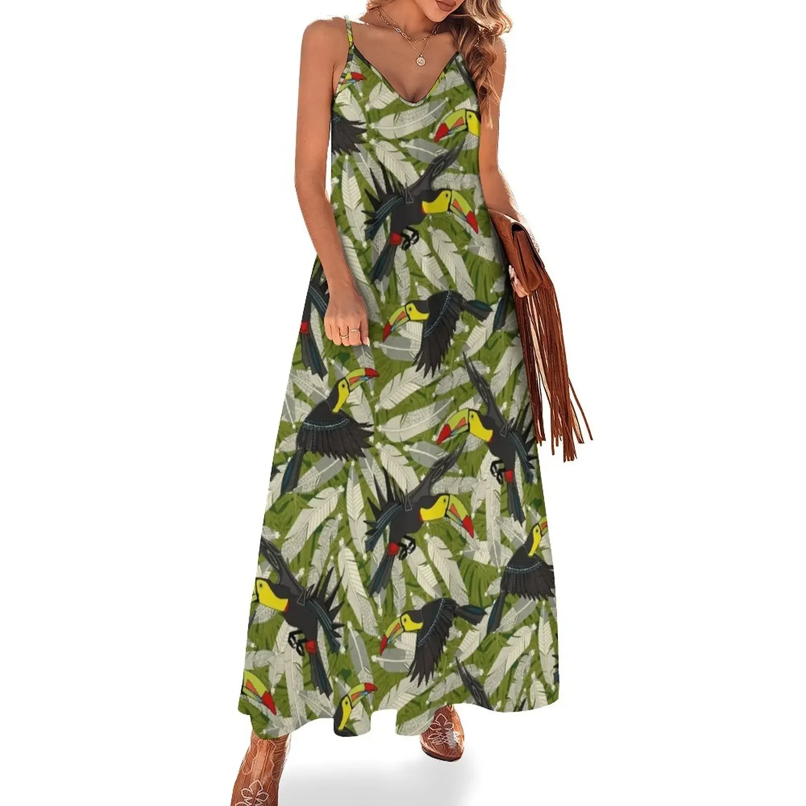 

toucan jungle Sleeveless Dress women formal occasion dresses Women's summer skirt long dress women