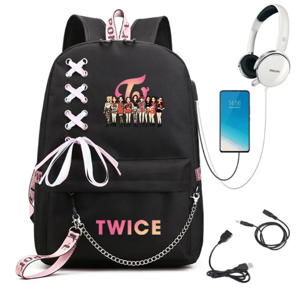 Tas sekolah ransel dua kali Kpop tas buku Traveling tas buku TZUYU SANA MINA jiangeon MOMO DAHYUN JEONGYEON CHAEYOUNG