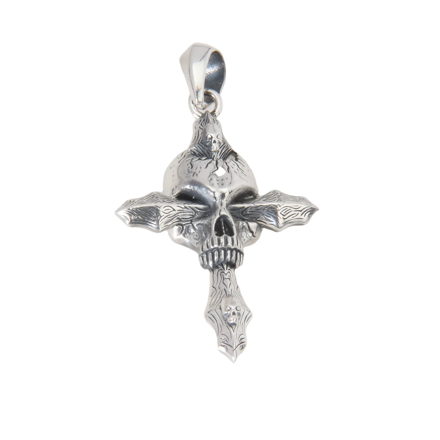 

BOCAI S925 Sterling Silver Pendants for Women Men Retro 3D Skull Charm Amulet Punk Fashion Street Dark Style Jewelry Wholesale