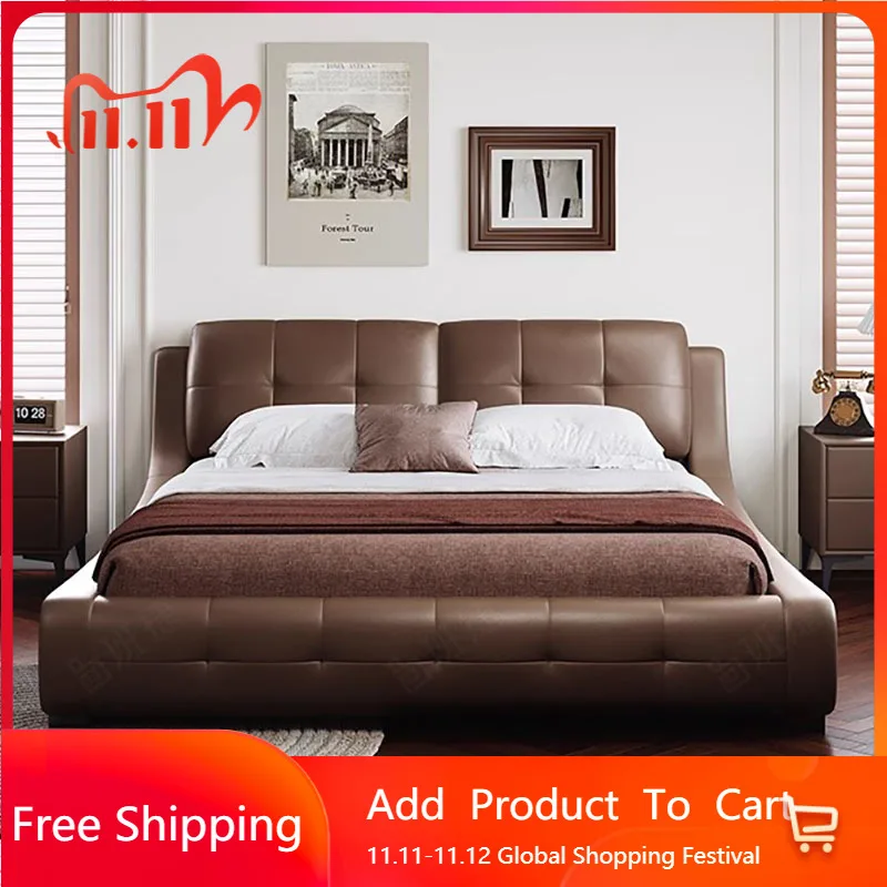 

Display House Storage Double Bed Modern Pretty Unique Villa Leather Double Bed Adults Designer Ergonomic Cama Unique Furniture