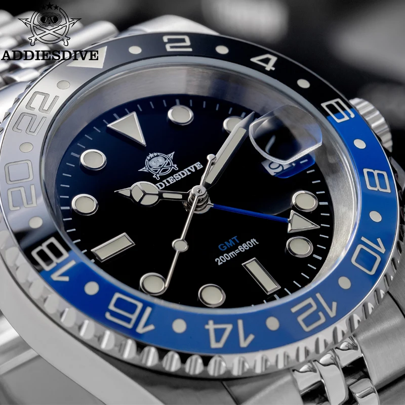 ADDIESDIVEนาฬิกาสําหรับMan GMT BGW9 Super Luminous 316Lสแตนเลส 20Barดําน้ําเซรามิคBezelควอตซ์นาฬิกา