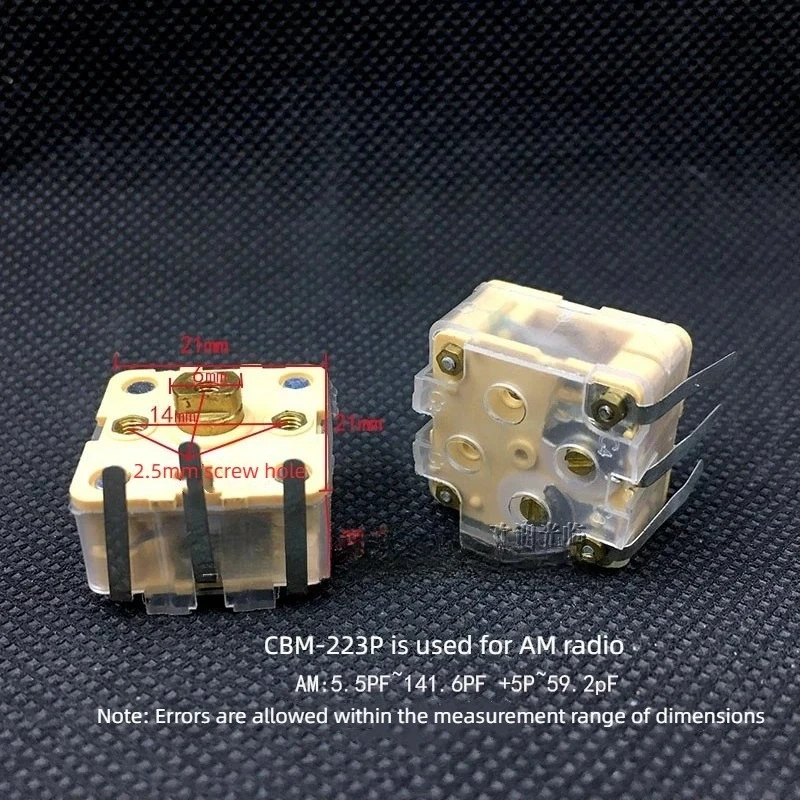 CBM-223P Dual PVC Film Variable Capacitor 140p+60p Radio AM/FM Medium Wave Ore Machine Tuning