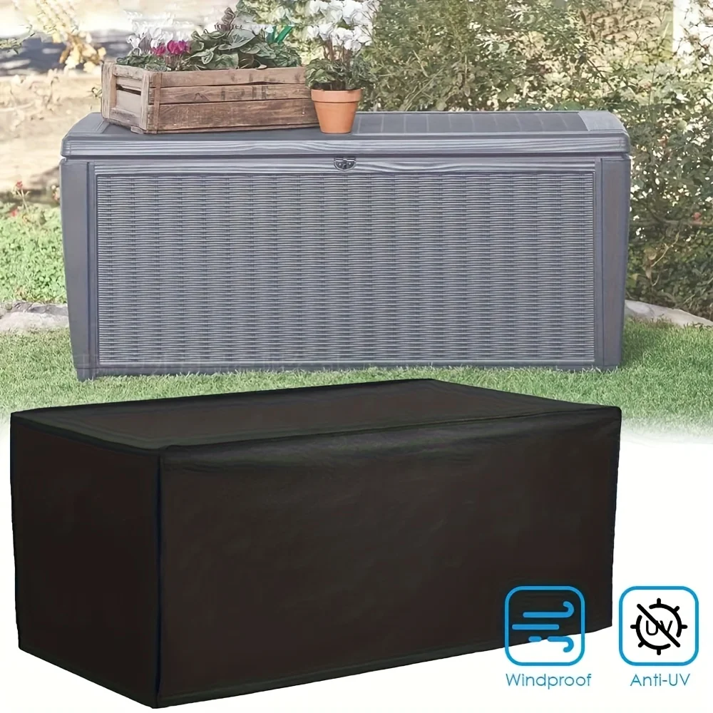 

Large black outdoor fabric storage box cover – waterproof, durable, all-weather protection cover