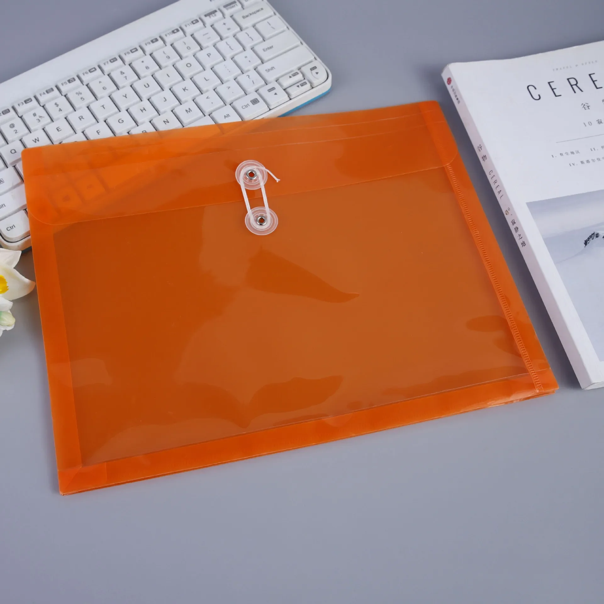 50 Pcs/set A4 Thickened Transparent File Bag with Rope Wrapped Office Business Bag Holder Student Test Paper Storage Bags