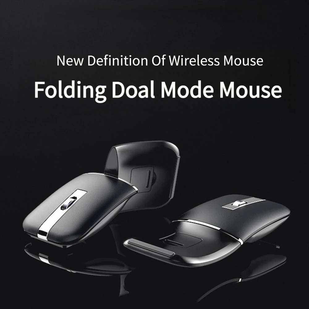 Ratón inalámbrico óptico silencioso, ergonómico, ultrafino, plegable, de doble modo, Bluetooth, con arco táctil, para Microsoft, PC, portátil, tableta