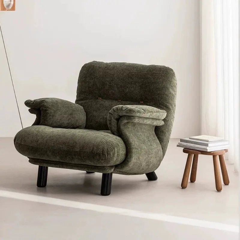 Straight row creative small apartment, fabric leisure chair, white medieval cream style, down high-footed double sofa