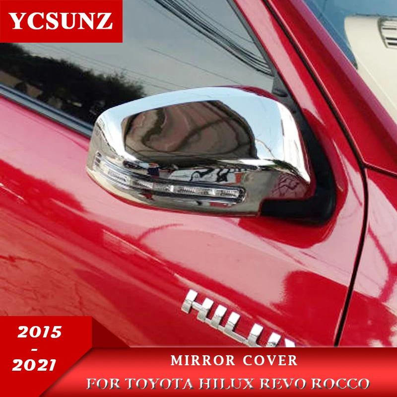 Chrome Mirror Cover with led For Toyota Hilux Revo Rocco 2015 2016 2017 2018 2019 2020 Hilux 2021 4x4 4x2 Double Cab Accessories