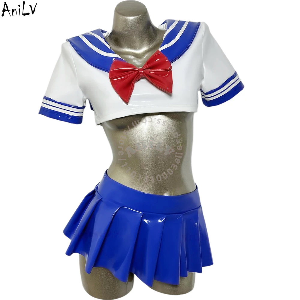 

AniLV Japanese Anime Pretty Student School Sailor Uniform Mini JK Outfits Cheerleading Cosplay Costumes Skirt Lenght 20cm