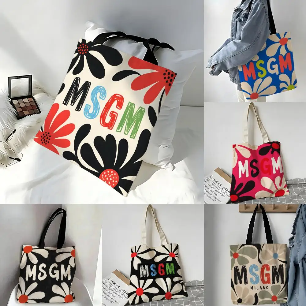 Bright eye-catching Print M-MSGM Storage Bags Canvas Tote Bag Large Women's Designer Handbags Shopping Bags for Groceries
