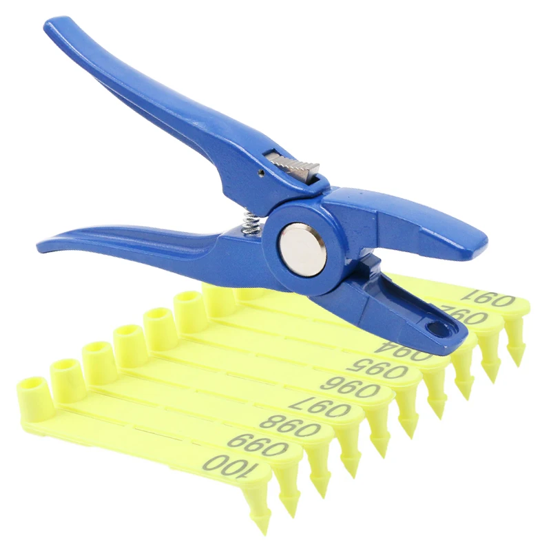 

1 комплект, плоскогубцы для ушных бирок с изображением скота, козы и No 001-100, ушные бирки со словами, овца, лазерная ушная бирка, инструмент для управления идентификацией