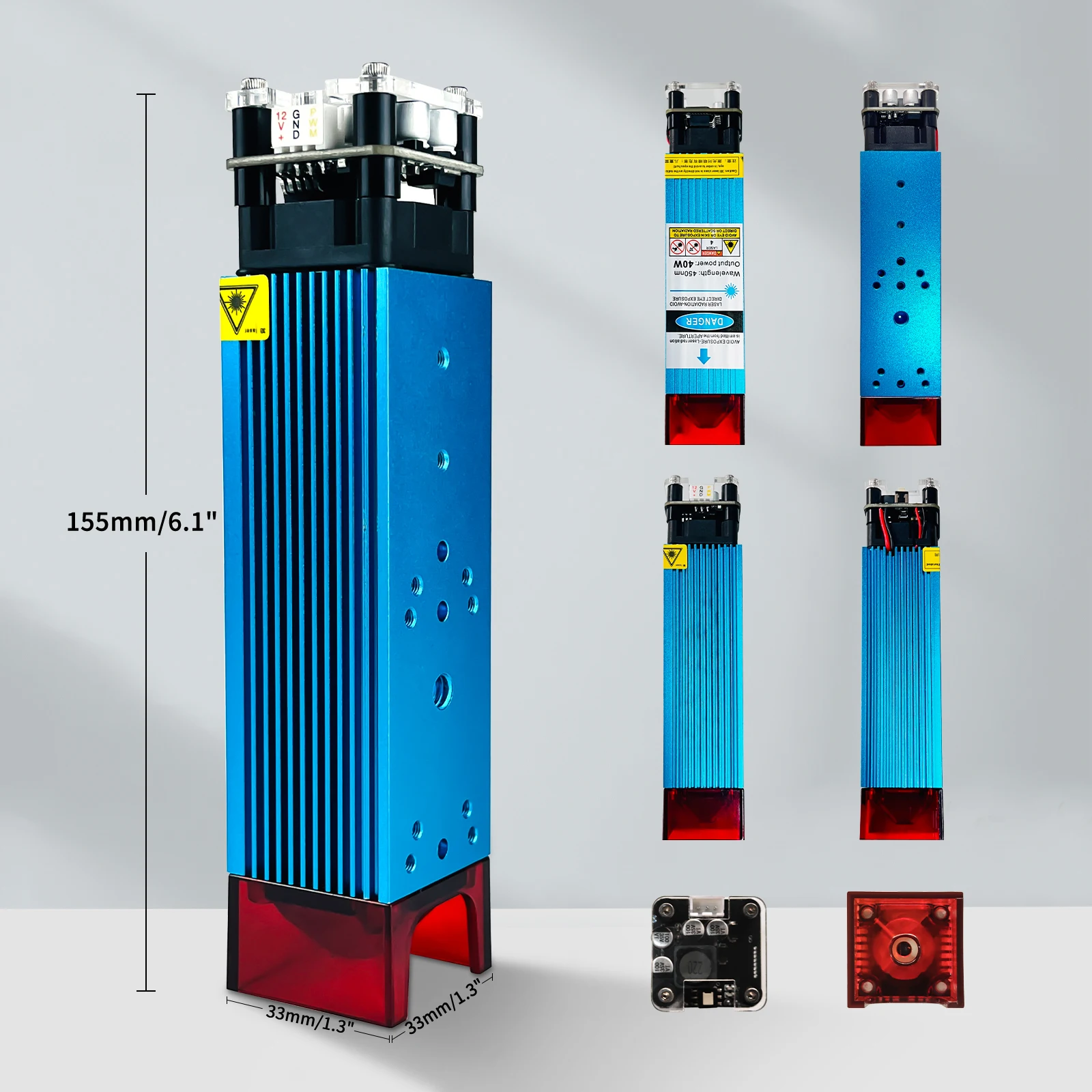 40W Lasermodul 450nm TTL/PWM Laserkopf, FAC-Technologie, Gravur auf Metall, Holz, Acryl für Lasergravur CNC-Fräsmaschine – Detail 19