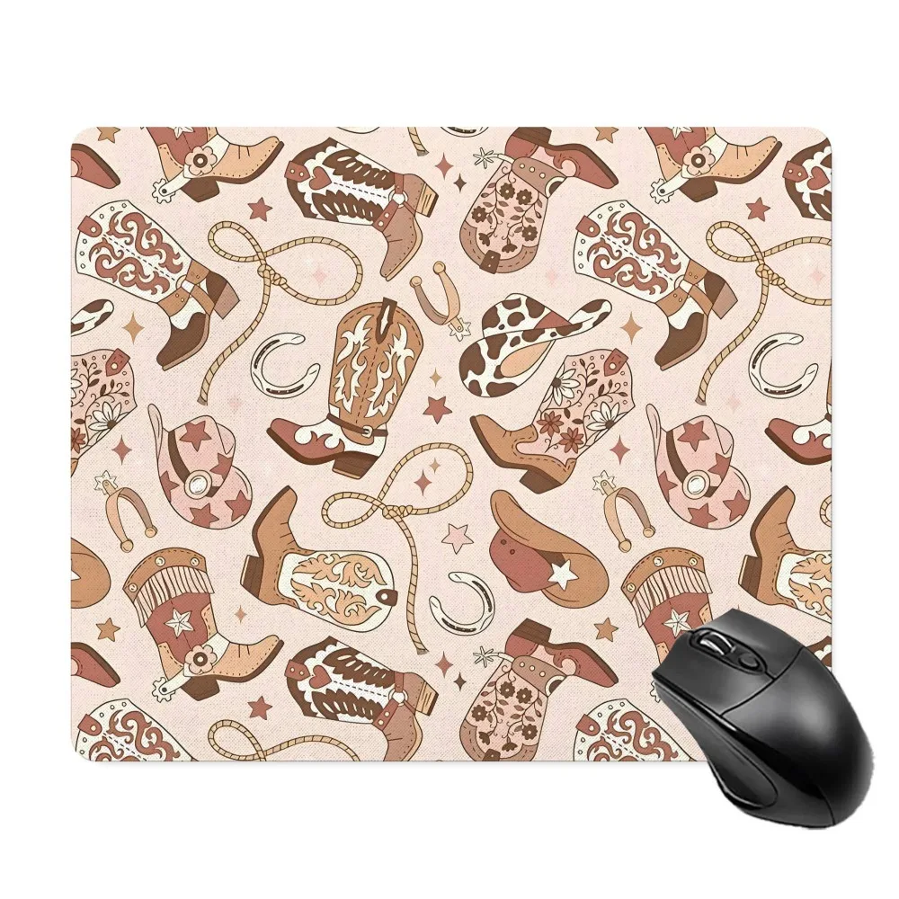 

Western Cowboy Boots Design Rubber Mouse Pad Non Slip Gaming Desk Mat for Office Home Desktop Setup