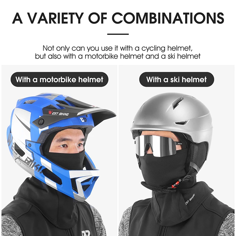 WEST BIKING Cycling Cap Winter Warm Running Scarf Balaclava Velvet Climbing Fishing Skating Hat Bicycle Full Face Cover Headwear