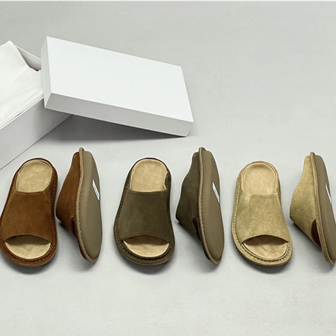 

Maxdutti Italian Cow Suede Leather Slippers Soft And Comfortable Flat Slippers Minimalist Women's Shoes Summer Woman Shoes