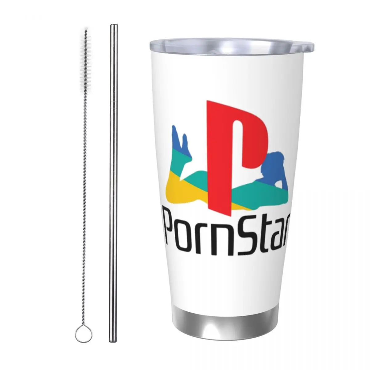 Ps Pron Star الأبيض الفولاذ المقاوم للصدأ بهلوان فراغ معزول القدح الحرارية زجاجة باردة القش مع غطاء 20 أوقية