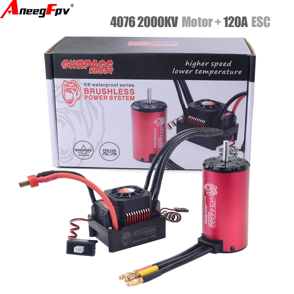 SURPASS HOBBY KK 1/8 RC Drift Racing Car Brushless Motor Combo 4076 2000KV 2250KV with 120A 180A ESC Waterproof High-Speed Motor
